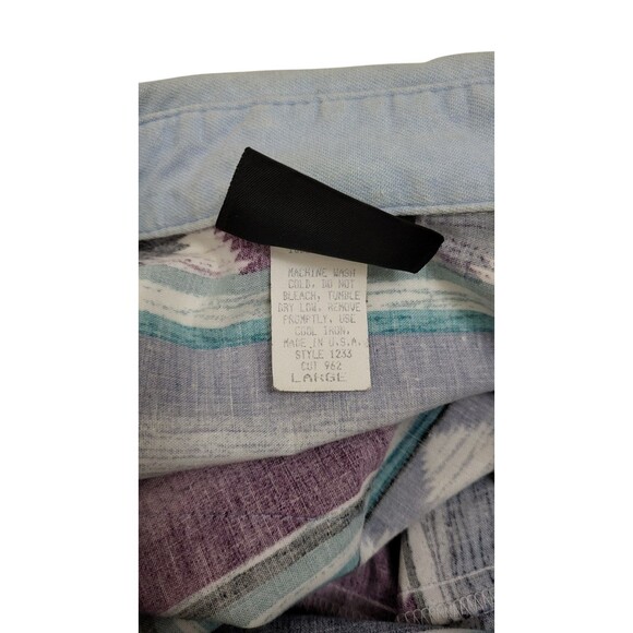 Vintage Roughrider by Circle T Western Cowboy Tribal Aztec LS Button-Down Large - Picture 7 of 8